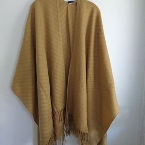 Croft & Barrow open knit long cardigan shawl poncho Kaki Square Cape